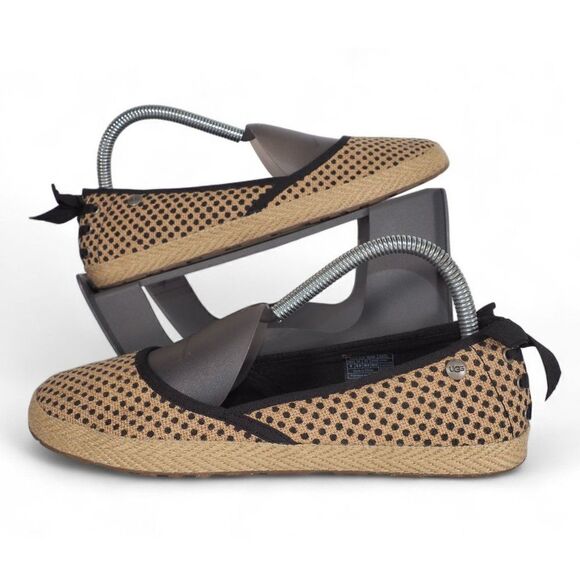 UGG Australia Shoes - UGG Australia Indah Burlap Polka Dot Ballet‎ Flats Tan / Black 1004329 Women's 8